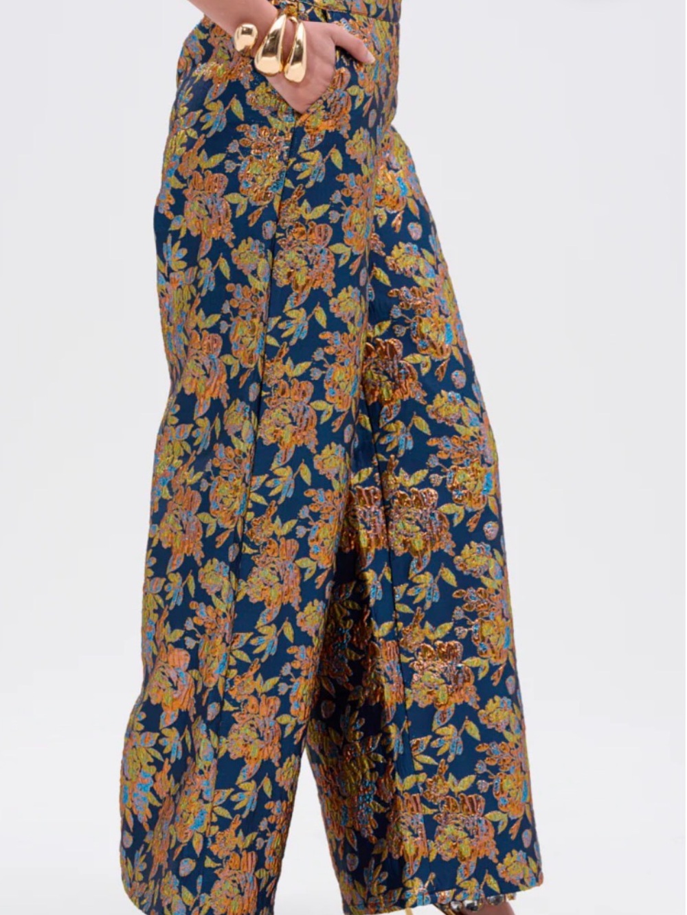 AKIRA Navy Brocade Corset Top and Pants Set - Picture 6 of 13